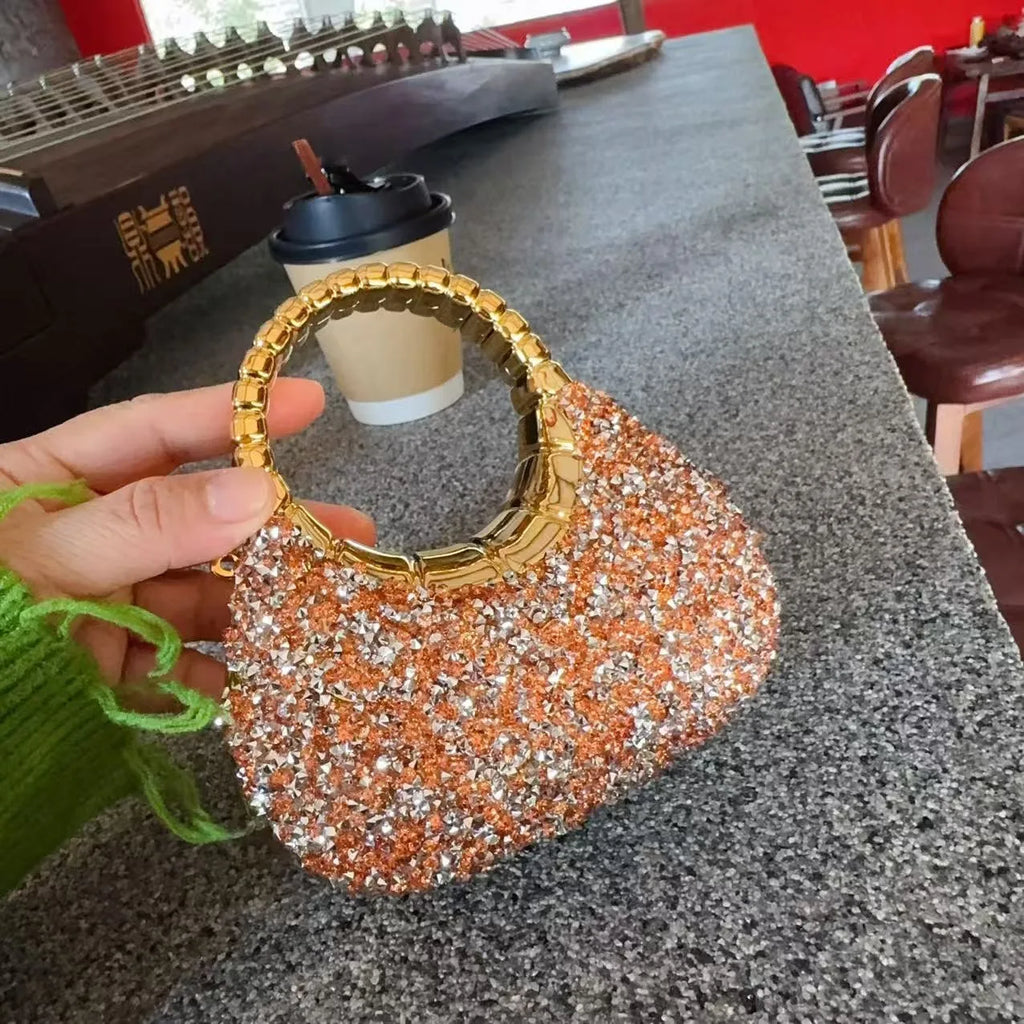 Mini Golden Pink Evening Bag Purses and Handbags Luxury Designer Shoulder Bags Diamond Party Wedding Acrylic Shiny Clutch Purse