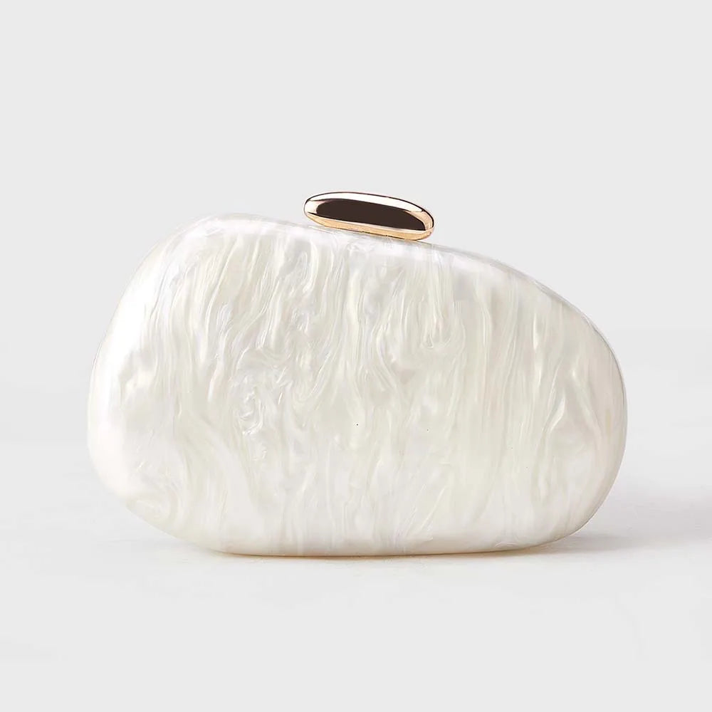 2025 women's new shoulder oblique span bag, special-shaped shell acrylic bag, fashionable wedding dinner clutch bag