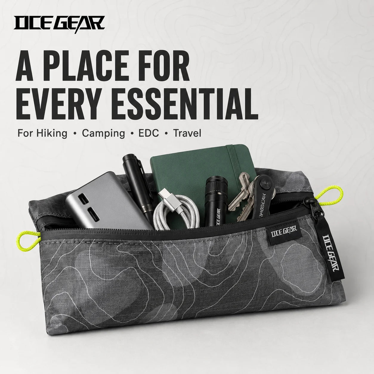 OCE GEAR Tyvek Ultralight Outdoor Organizer Pouch Water Resistant Zipper Storage Bag for Hiking Camping Travel EDC Gear 3 Sizes