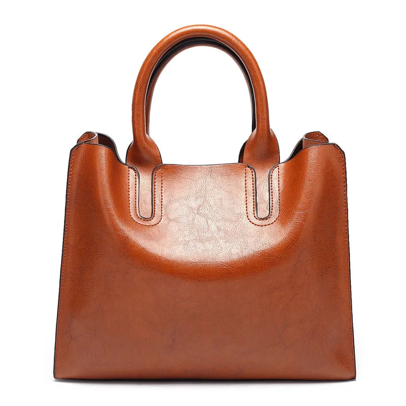 Vintage OIL SKIN pu Leather Casual Crossbody Bag women Big bags High Quality Tote Women's Handbags Shoulder Messenger Bags sac