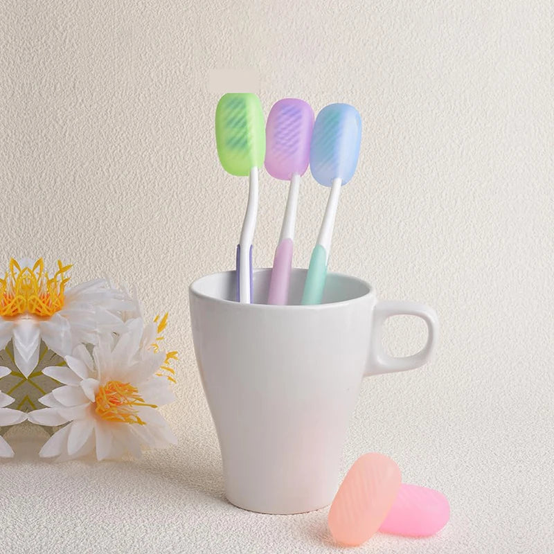 Toothbrush Head Covers 6PCS Portable Travel Toothbrush Cap with Box ilicone Toothbrush Head Cover Cap Toothbrush Protective Case