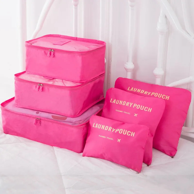 6pcs Travel Storage Organizer Bags Portable Travel Suitcase Organizer Bags For Women Clothes Shoes Makeup Bag Luggage Organizer