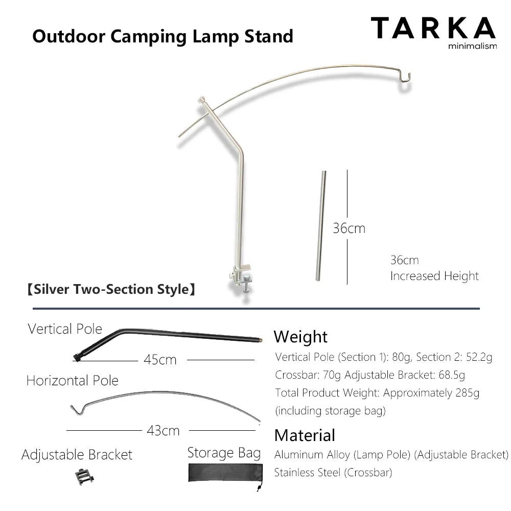 TARKA Detachable Camping Light Hanger, Direction and Length Adjustable Light Stand, Novelty Lightweight Lighting Lantern Holder