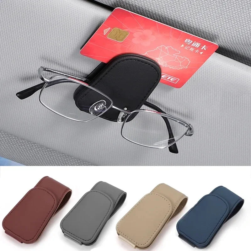 Car Glasses Holder Universal Sun Visor Clip Sunglasses Holder Microsoft  Leather Eyeglasses Hanger Ticket Clip glasses Mount