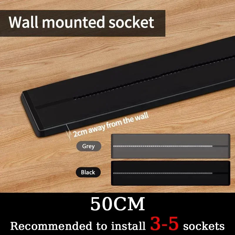 40cm 50cm Track Socket Wall Power Rail Movable Sockets High End Home Appliance Power 8000W EU US UK Standard USB Type c Ports