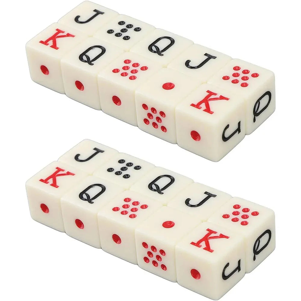10pcs/set， 20pcs/set 16mm Corner Teeth Square Poker Dices Yellow Acrylic Dices JQK Spanish Dice Table Game