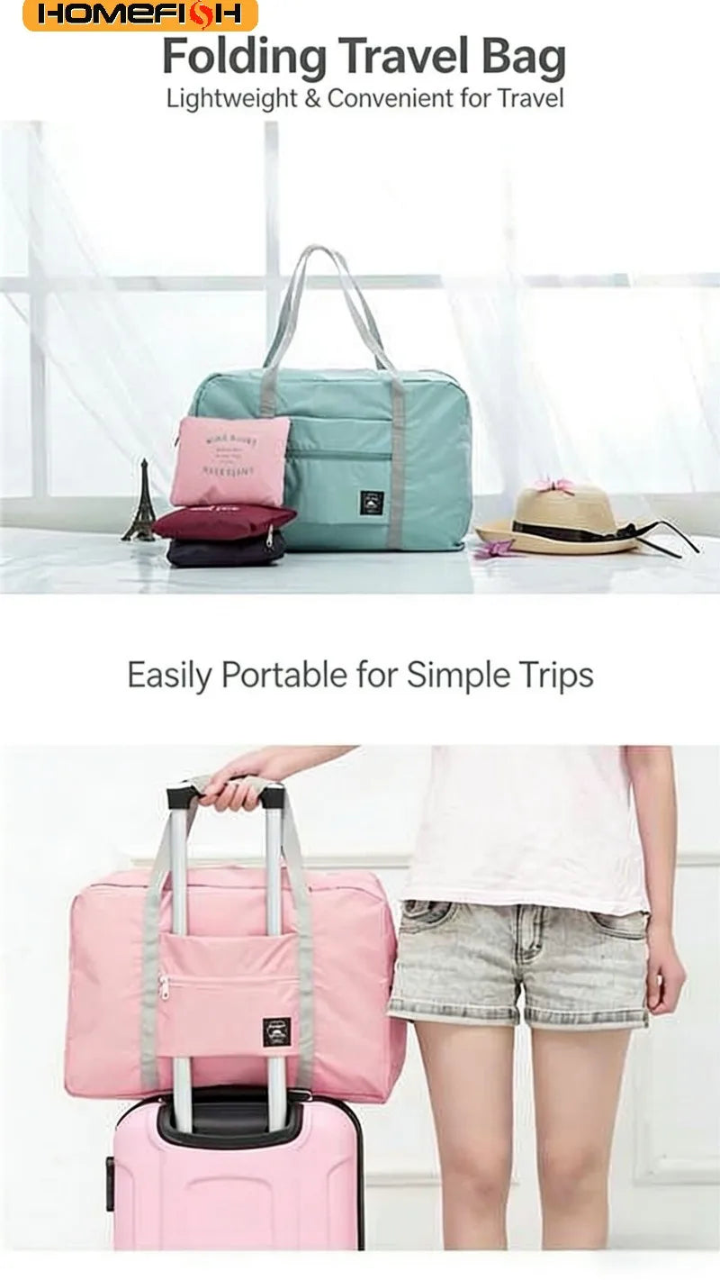 Homefish Folding Travel Storage Bag Large Capacity Luggage Handbag for Travel Moving
