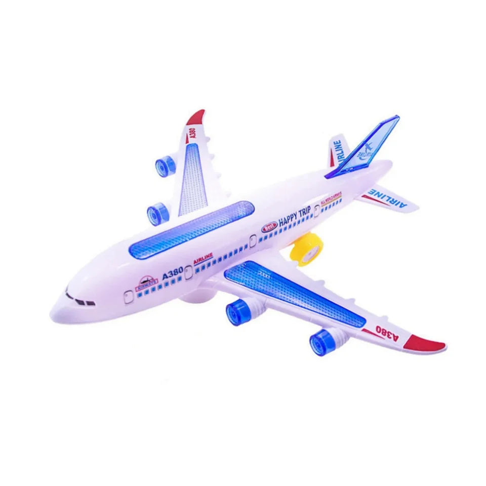 Light-Up Airplane Toy Kids Plane Toy with Music and Lights Automatic Obstacle Avoidance Educational Toy Birthday Gifts for Boys﻿