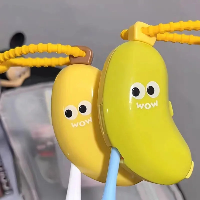 Banana Toothbrush Protective Cap with Toothpaste Storage Box - Compact and Convenient - Essential Toothbrush Cover for Travel