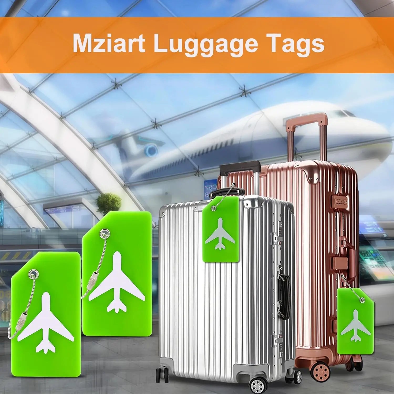 2 Pack Airplane Silicone Luggage Tags for Suitcases Travel Bag Tags for Luggage Baggage Suitcase Tags with Privacy Name ID Card