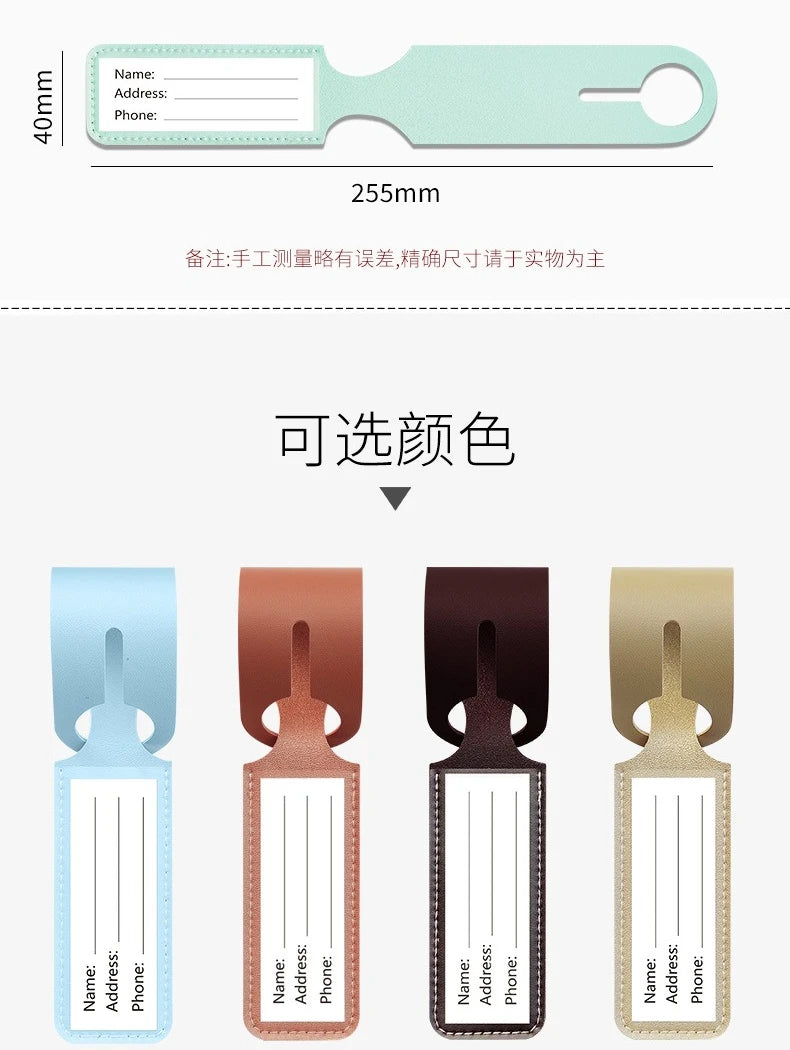 Customized boarding pass PU leather strip hanging luggage tag printed name label suitcase tag