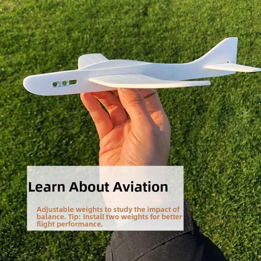 Lightweight Airplane Glider Model Plastic DIY Outdoor Flying Throwing Plane White Blank Foam Board Unfinished Biplane