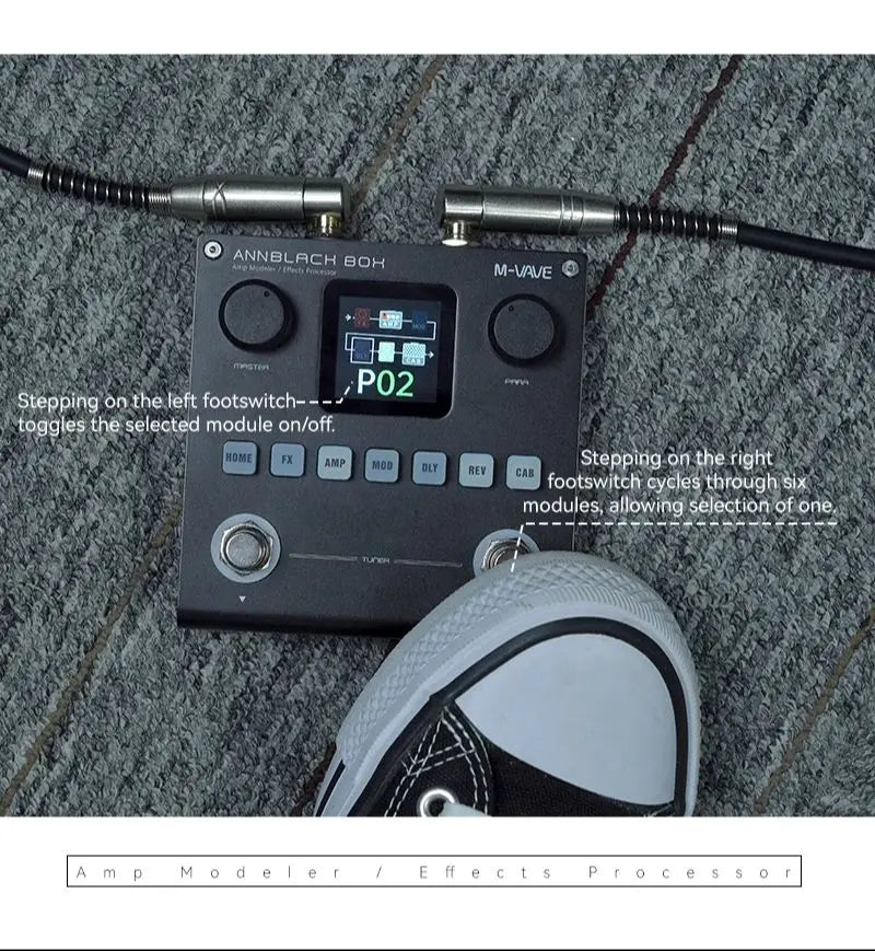 M-VAVE BLACKBOX Multifunctional Guitar/Bass Effect Pedal Effector（Built-in battery）, 80 editable Presets, 6 Effects Modules