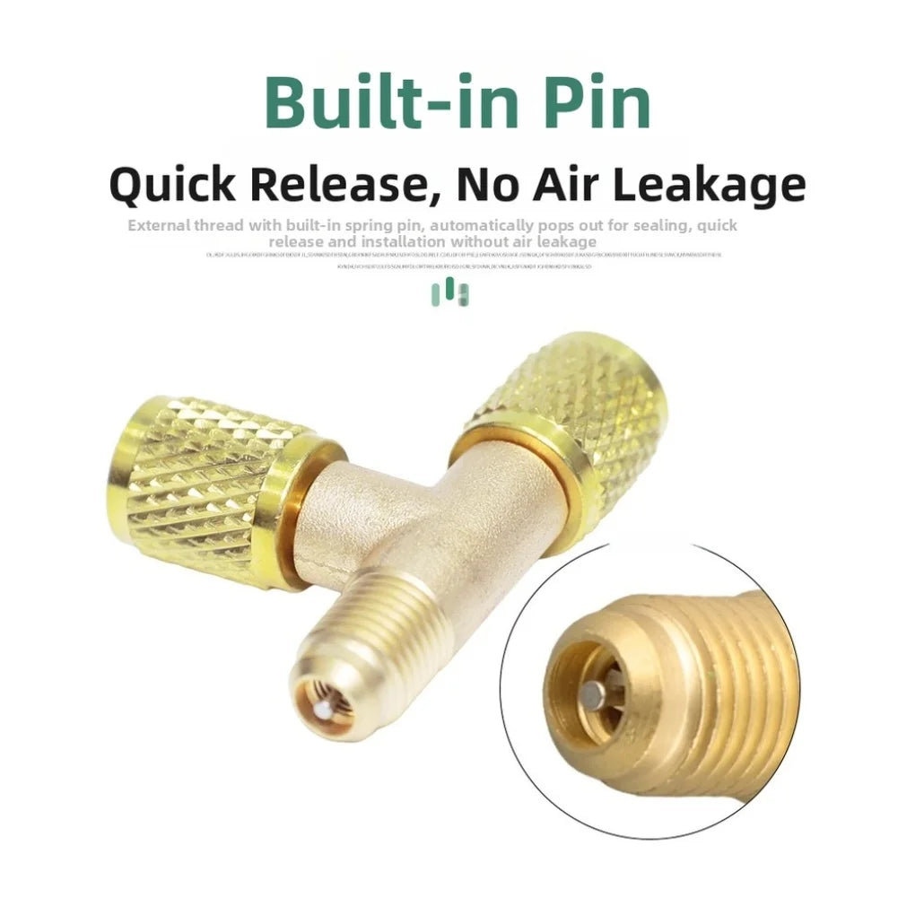 Copper For Vacuum Gauge Tee with 1/4 UNF Thread for Direct Fit For Vacuum Pump Applications and High Pressure Support