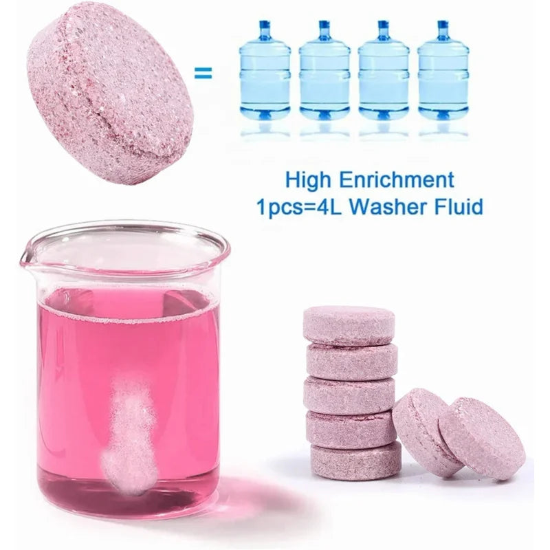 Car Tablet Windscreen Cleaner Effervescent Window Solid Cleaning Automobile  Glass Wiper Washing Tablets Dust Remover Pink