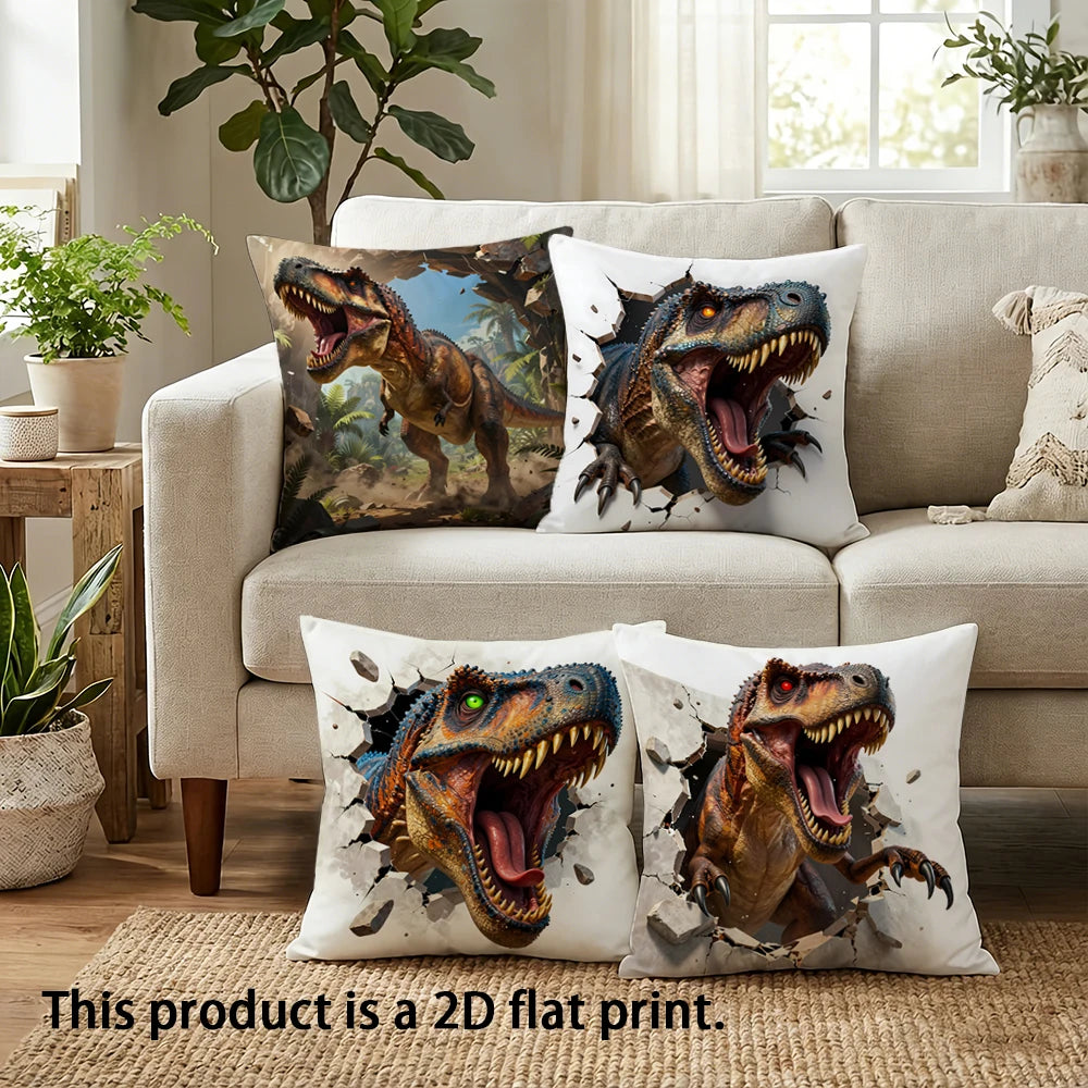 Dinosaur Print Double-sided Printed pillow cover Short plush Suitable living rooms bedrooms sofas throw cushion cover