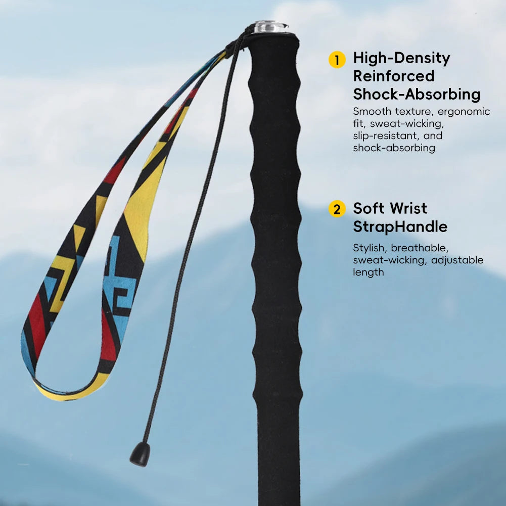 2026 New Ultra Light Carbon Fiber Trekking Pole Foldable Design Professional Hiking Trail Running Walking Stick 105-125CM Length