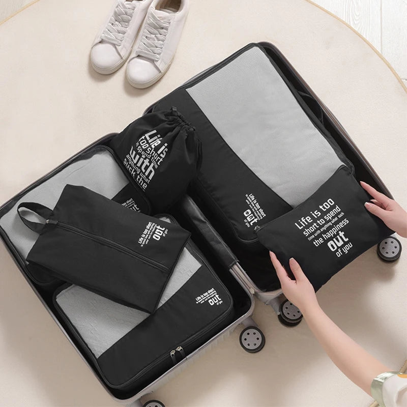 6pcs Travel Organizer Pouch Suitcase Washable Packing Cube High Quality Luggage Organizer Portable Clothes Pouch Bag Lightweight