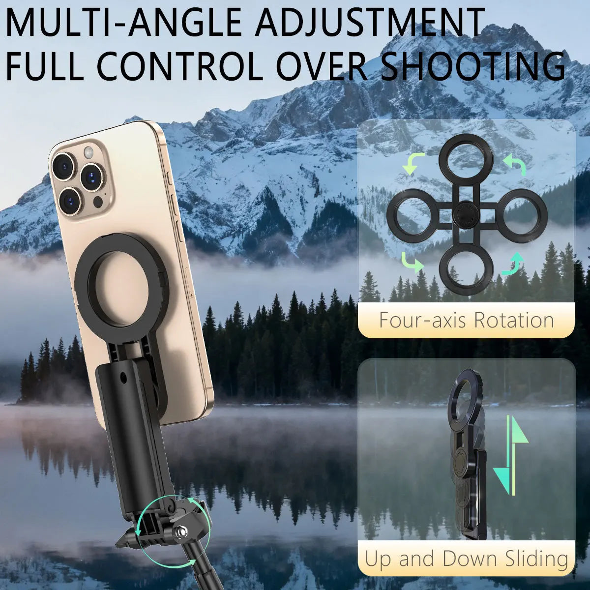 4-in-1 Multifunctional Magnetic mini Selfie Stick Wireless Bluetooth Control with 360° Rotation for Selfies Video Record