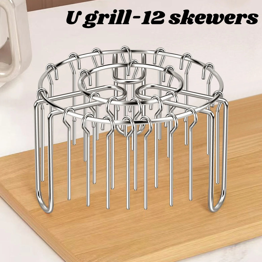 12/24/48 Skewers  Air Fryer Stainless Steel Grill Vertical Skewer Hanging Oven Kebab Rack Kebab Holder Kitchen Gadgets Grill