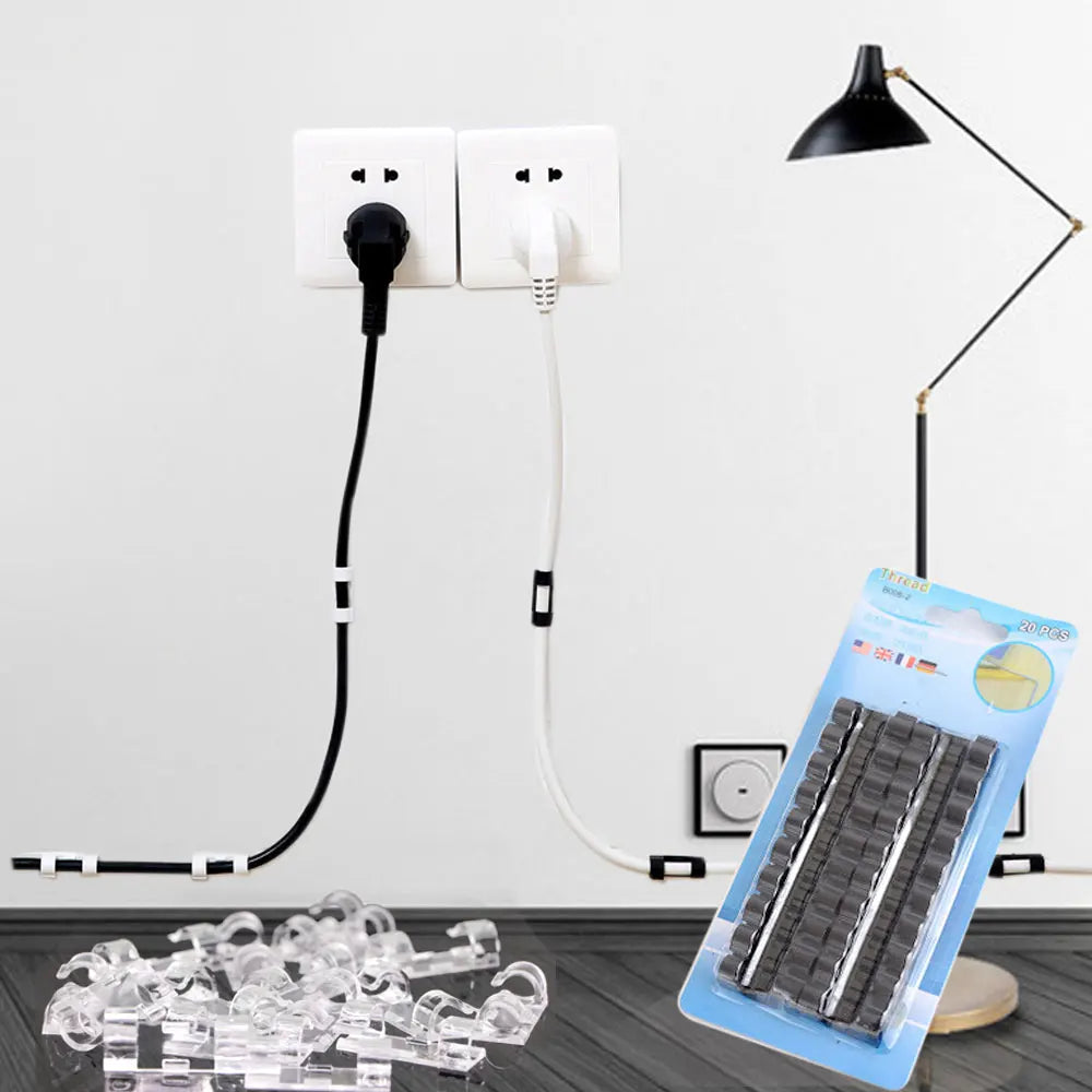 16/20PCS Self-adhesive Cable Clamping Organizer Drop Wire Holder for Home Desk Line Manager Fixed Clip Net Cable Collator Winder