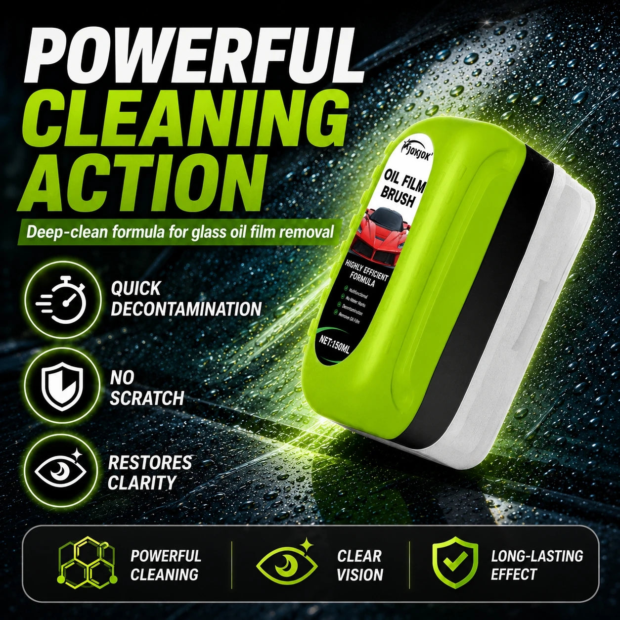 Car oil film cleaning agent, window front windshield rainproof and anti fog agent, coating remover Accessories