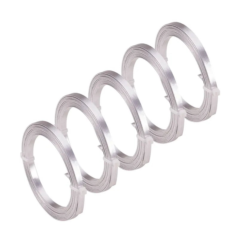 5Roll Aluminum Wire Bendable Metal Craft Wire Flat Craft Wire Bezel Strip Wire for Cabochons Jewelry Making Silver 3x1mm