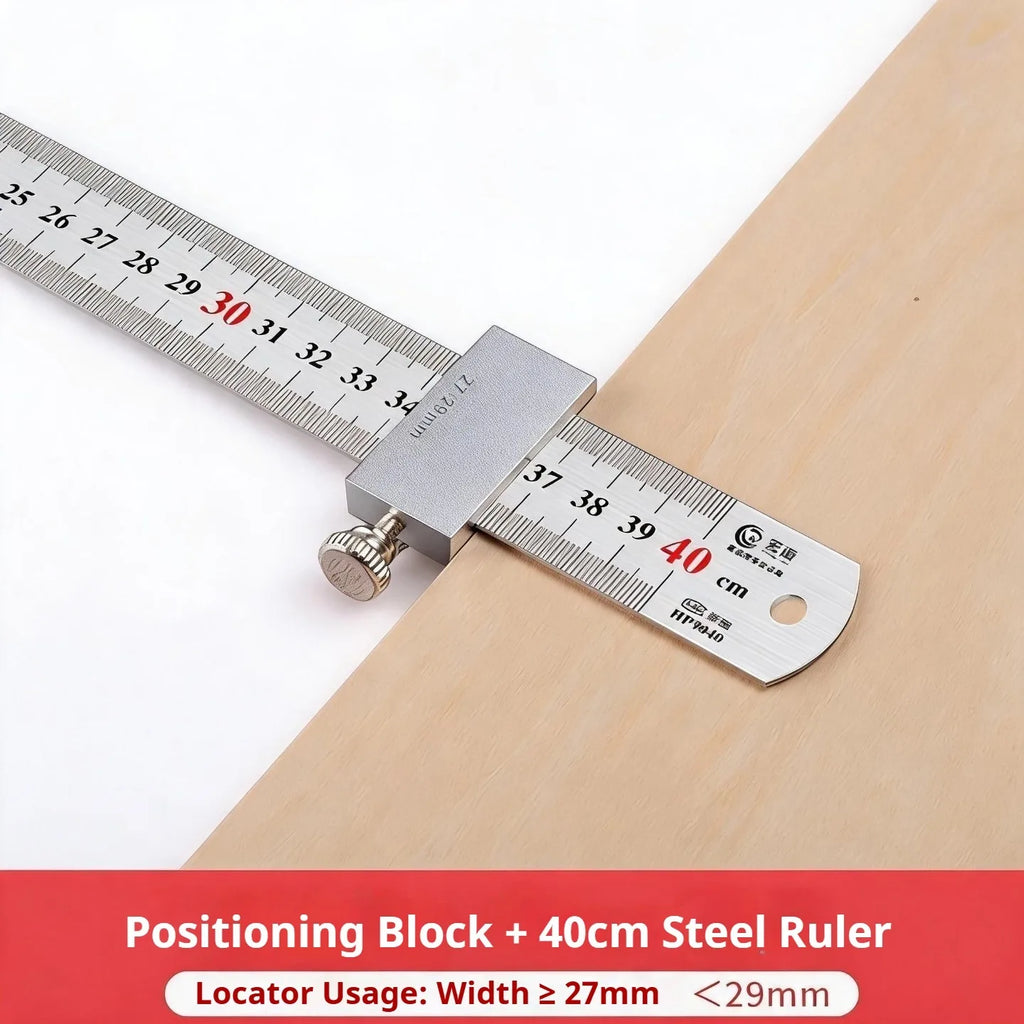 New Portable Carpentry Steel Ruler | Positioning Limit Block + Marking Gauge for Accurate Woodworking Tool Alignment