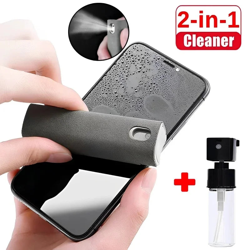 1/2pcs 2-in-1 Mobile Phone Screen Spray Bottle Computer Screen Cleaner with Microfiber Cloth Set Cleaning Tools Car Cleaning