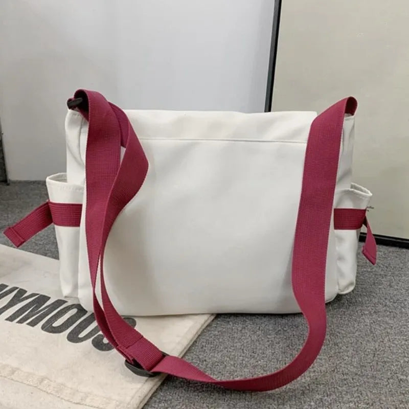 Men's Harajuku Shoulder Bags Waterproof Canvas Crossbody Bags Teen Boys School Messenger Bag