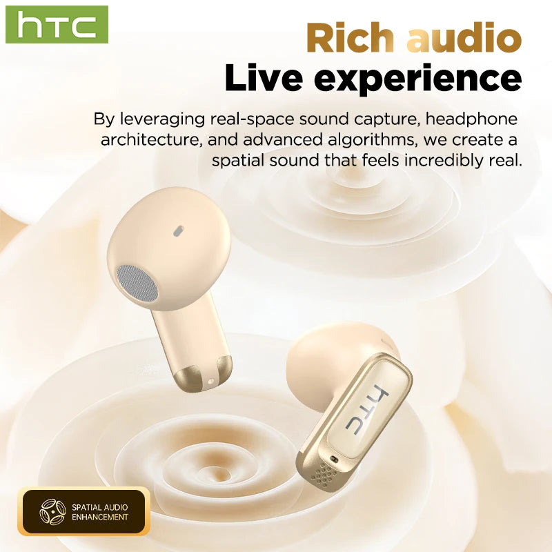 HTC NE72 AI Translate Bluetooth Earphones Wireless Earbuds LED TouchScreen HiFi Stereo Audio Noise Cancellation In-Ear Headphone