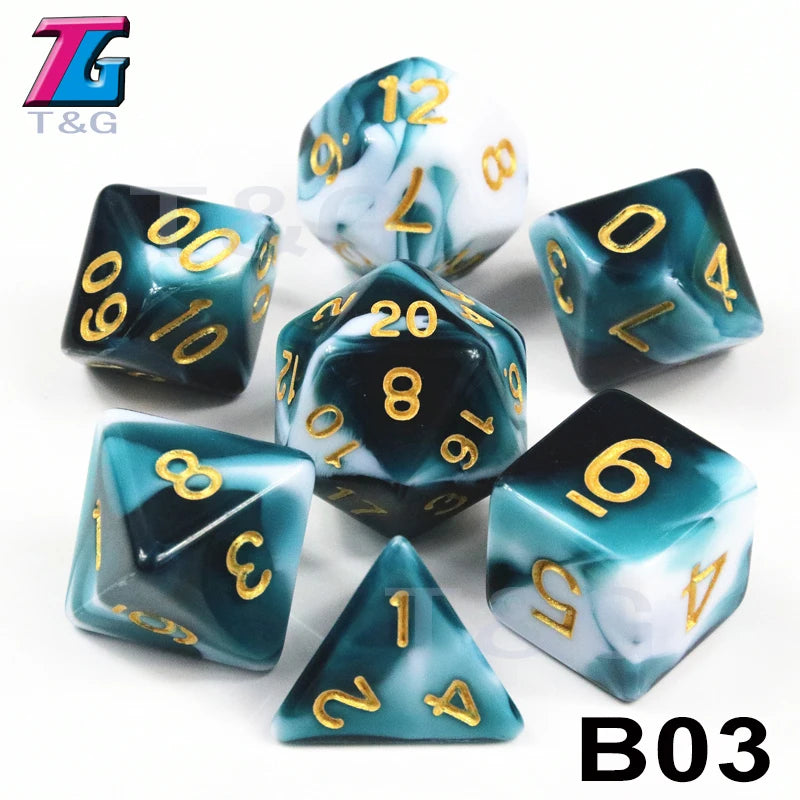 Polyhedral Dice TRPG DNDGame Games 7Pcs/Set D4 D6 D8 D10 D12 D20 Multi Sides for Board Game