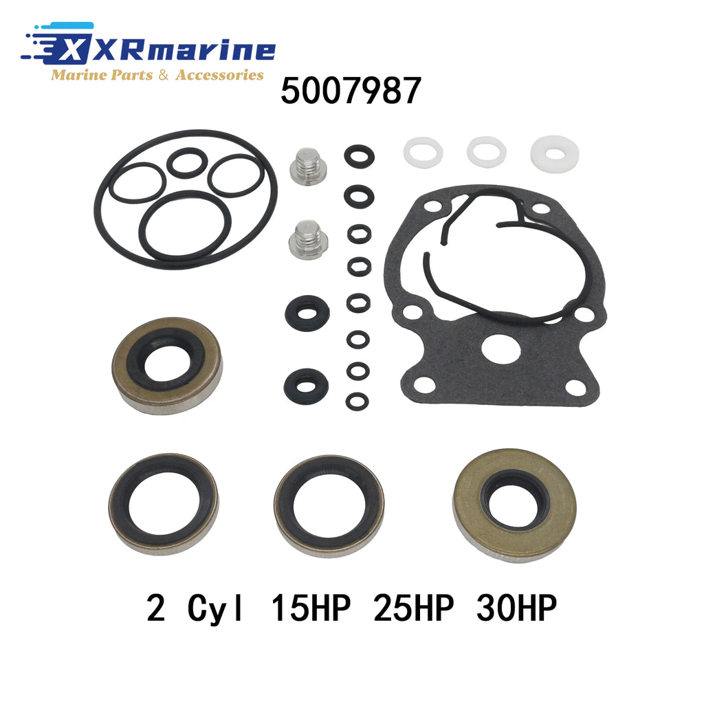 Outboard Lower Unit Seal Kit for Johnson Evinrude 9.9 15 18 20 25 30 35 40 48 50 55 60 65 70 75 HP Engines 396350 5007987