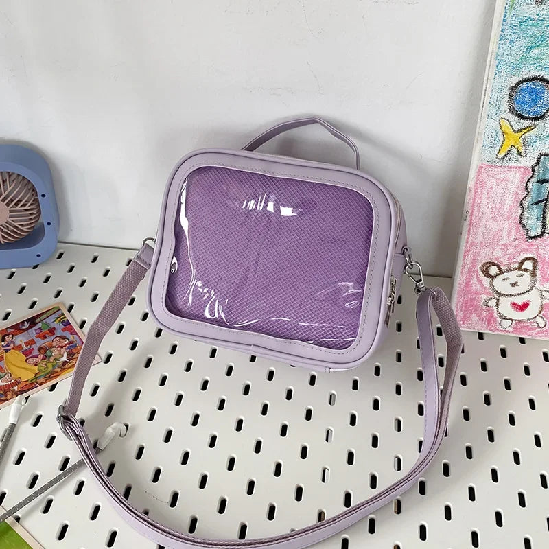 Japanese Kawaii Small Itabag Women Laser Reflection Crossbody Bags School Girls Shoulder Bag Transparent Bag Ita Bag JK Handbags