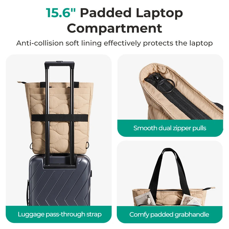 BAGSMART Women's Tote Bag 15.6 inch Laptop Backpack Large Capacity College Bag Function Commuting Women's Handbag