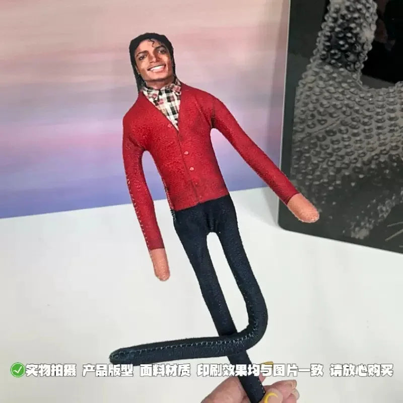 Michael Jackson Bendable Plush Doll with Iron Wire Frame Poseable Abstract Rat Jerky Figurine Fan Support Toy for Decor And Gift