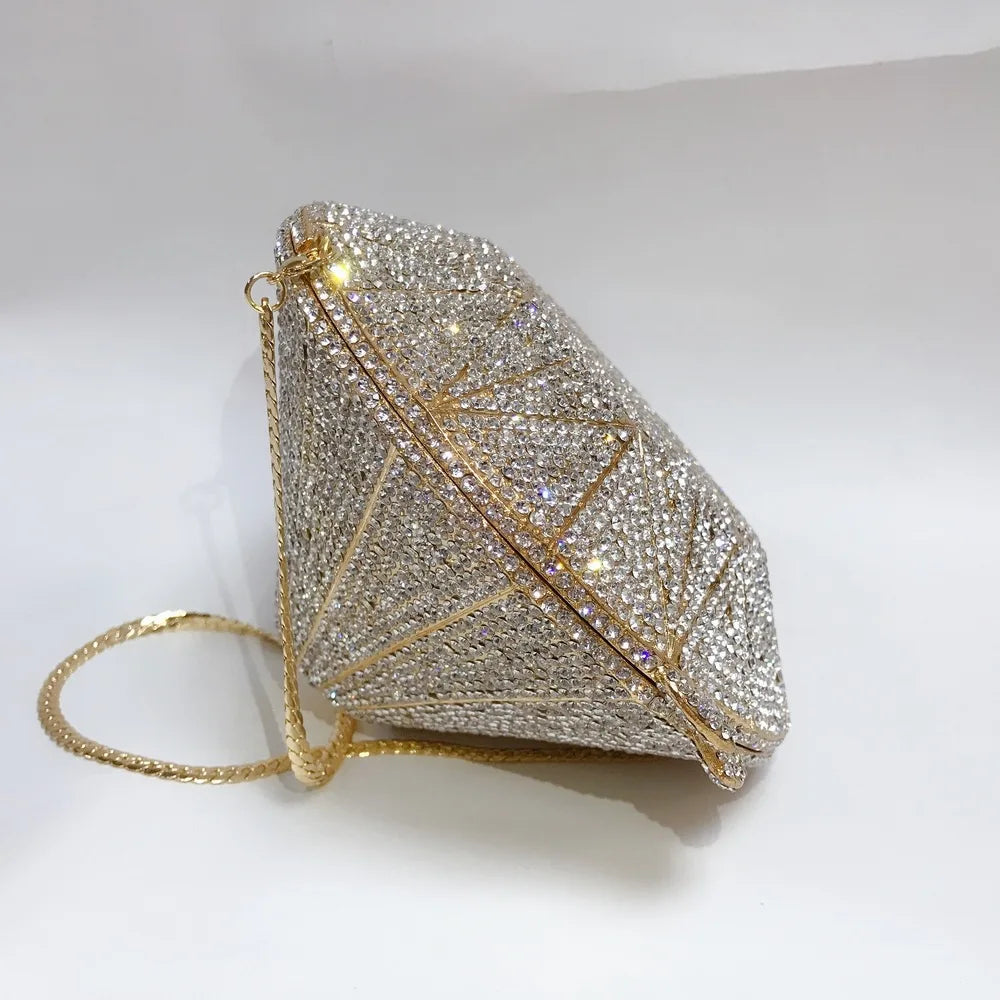 Three-Dimensional Diamond Shape Evening Bag full of Diamond Crystal Bag Ladies Handbag Banquet Women's Bag Luxury Designer Bags