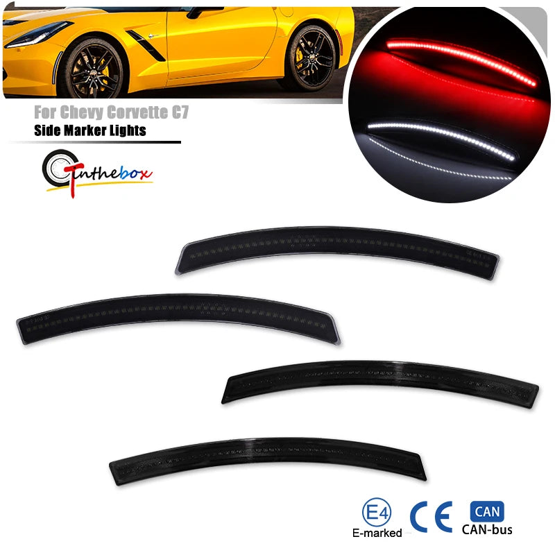 Car LED Front / Rear Bumper Side Marker Turn Signal Lights Parking Lights Clearance Lights For Chevrolet Corvette C7 2014-2019