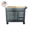 Grade Tool Cabinet Trolley with Lock, Solid Wood Countertop 12 Drawers Multi-compartment Storage Auto Repair Hardware Cabinet