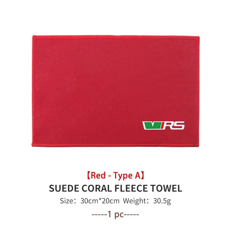 Super Absorbent Car Drying Towel Coral Velvet Cleaning Cloth For Skoda VRS Octavia 1 2 3 Rapid Kodiaq Karoq Fabia Kamiq Superb