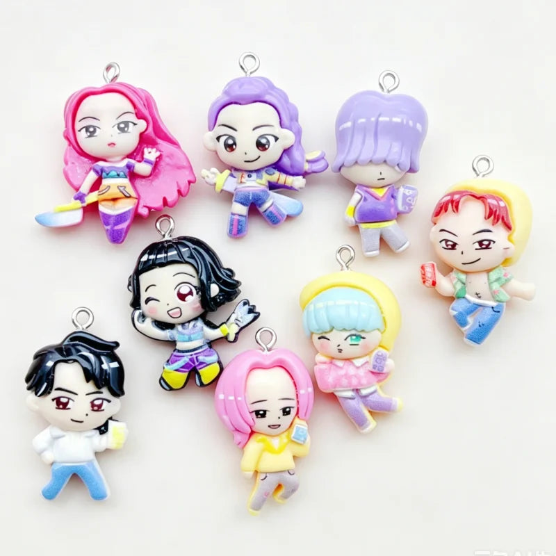 11pcs resin cartoon pendant, DIY jewelry making earrings, keychain accessories