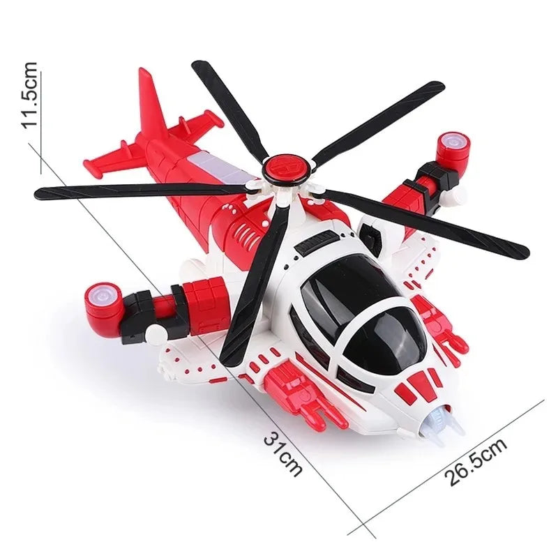 Light-Up Helicopter Toy for Toddlers, 360° Rotating Airplane Toy with Music and Obstacle Avoidance, Birthday Gift for Kids