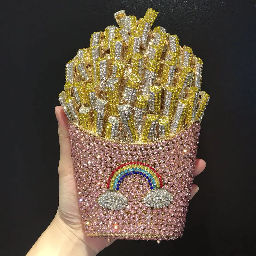 Daiwei Factory Wholesale Food Styling Metal Diamond Purse Luxury Crystal Bags Women's Rhinestone Evening Bags Handbag in Stock