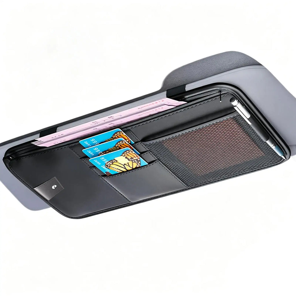 Car Visor Organizer Universal Auto Interior Storage Truck Visor Organizer Pouch For SUV Sedan Truck Driving License Insurance