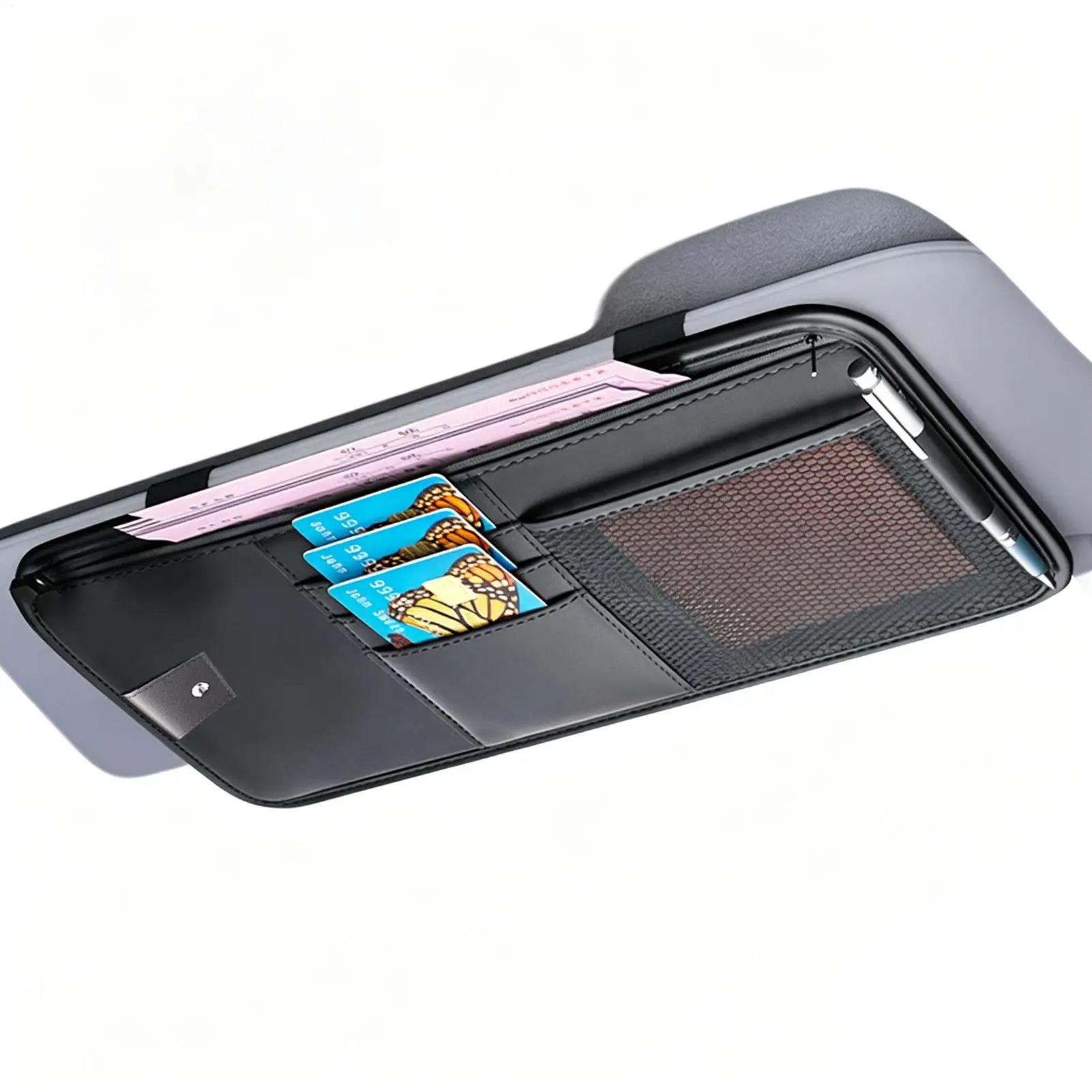 Car Visor Organizer Universal Auto Interior Storage Truck Visor Organizer Pouch For SUV Sedan Truck Driving License Insurance