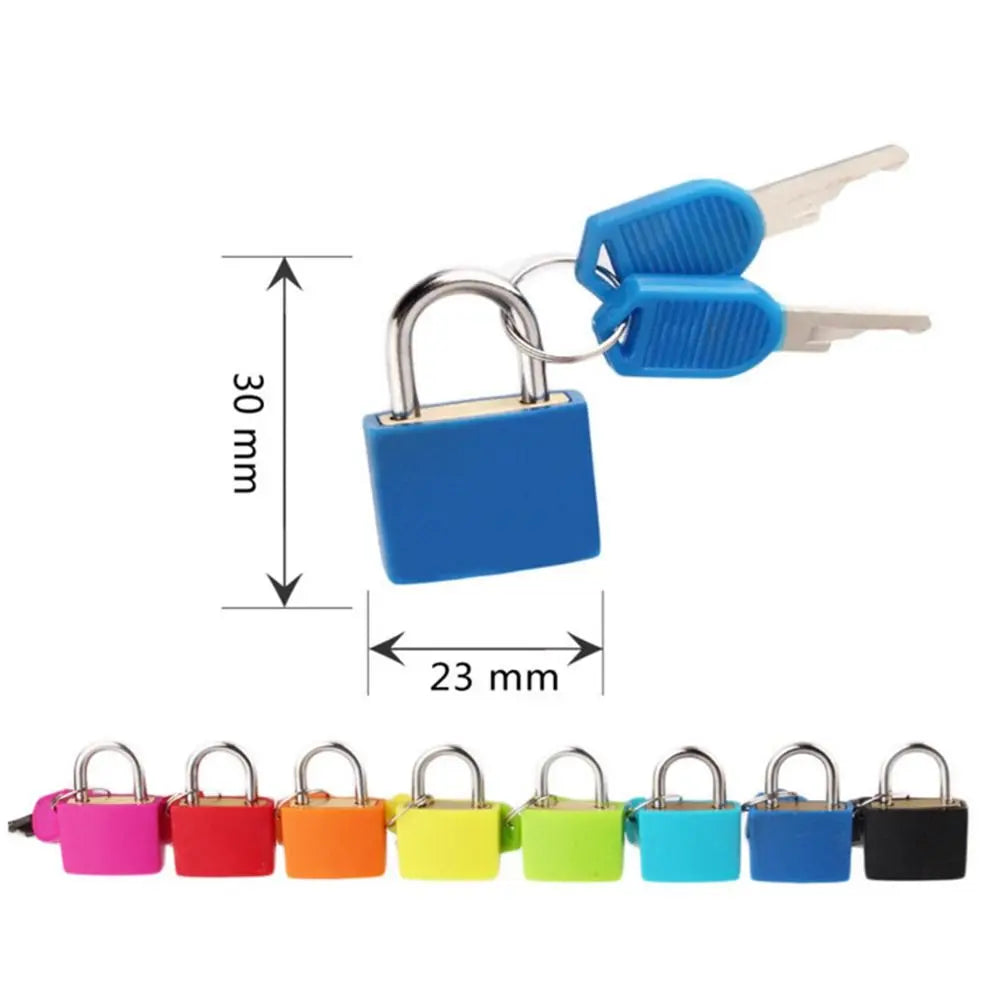 Small Mini Travel Supplies Home Ornament Suitcase Padlock Strong Steel Cabinet Door Bookbag Small Luggage Lock with 2 Keys