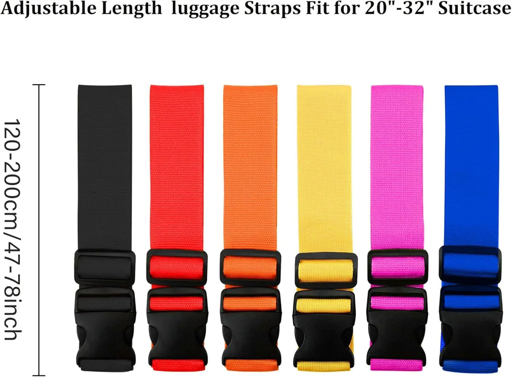 2 Pieces Nylon Luggage Strap Adjustable Bright Color Suitcase Belts Baggage Belt Travel Accessories Suitcase Packing Seat Belt