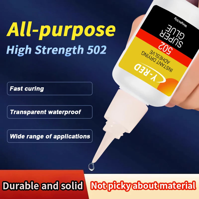 502 Super Strong Quick-Drying Adhesive, Strong Bond Liquid Glue 30-50g for Leather, Rubber, Wood, Metal, Plastic & Toys