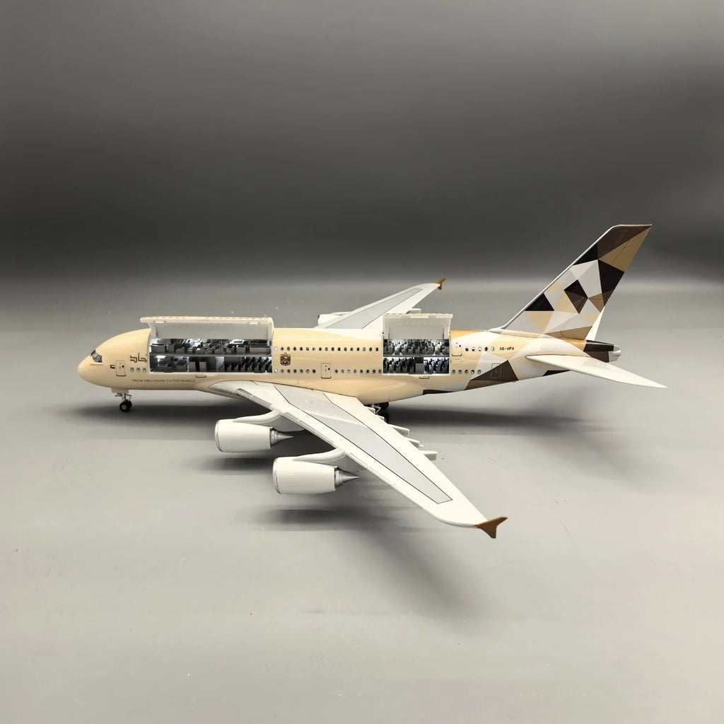New 47CM Scale Etihad A380 Diecast Resin Openable Cabin Door Aircraft Model Kit Airplane Diecast Aviation Enthusiasts Gifts