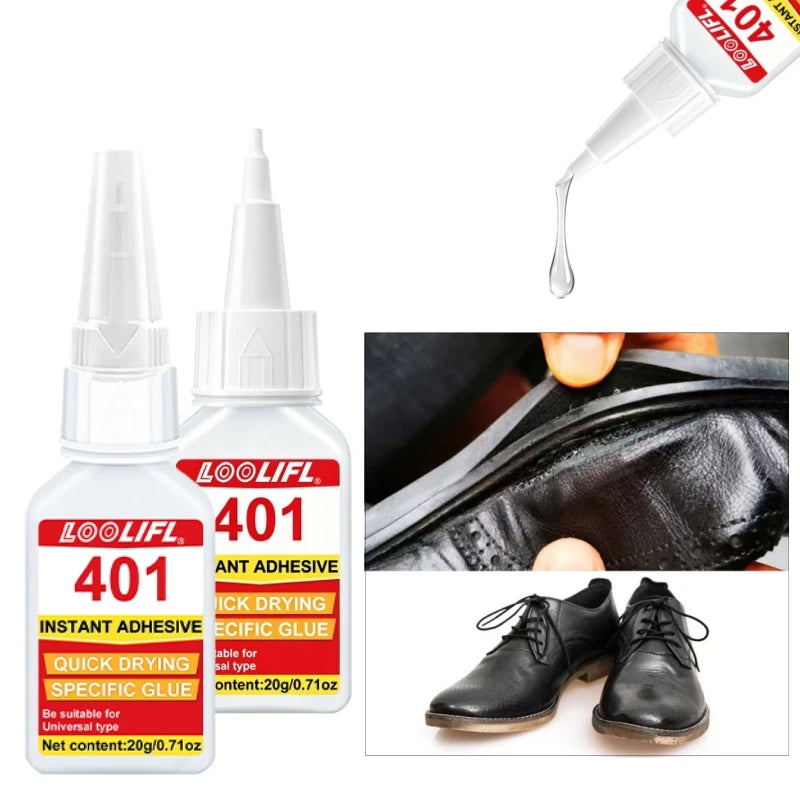 20g 401 Instant Super Glue Quick Dry, Universal Strong Bond Adhesive with Precision Tips for Multi-material Repair